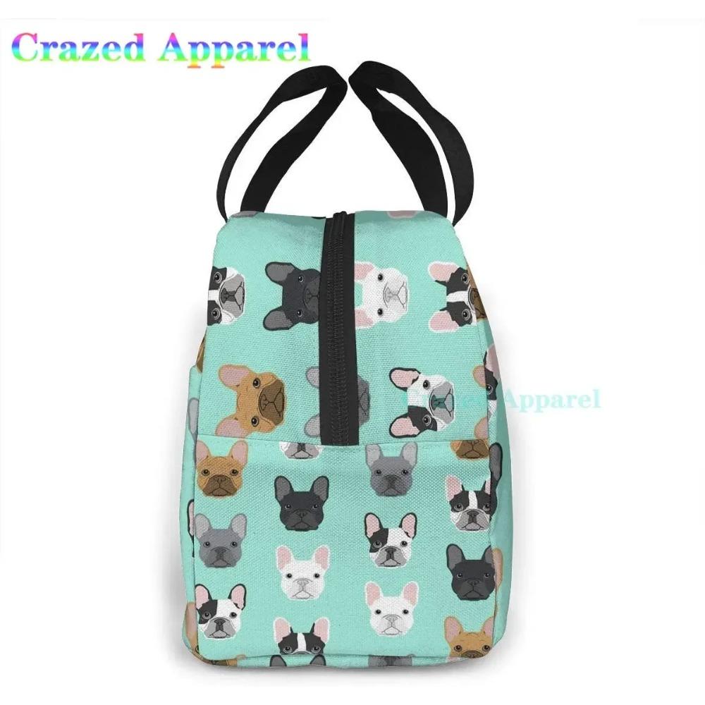 French Bulldog Cute Dog Insulated Lunch Bag Portable Thermal Cooler Box Reusable Picnic Tote Bento Bag for Men Women Kids