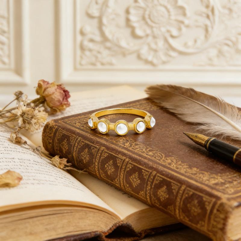 

Medieval bubble row diamond ring niche retro stacked wearing exquisite index finger ring золотий