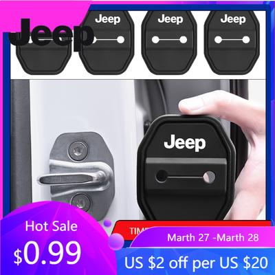 For Jeep 2/4Pcs Silicone Car Door Lock Protective Cover Decoration For Jeep Renegade Cherokee Commander Patriot Wrangler Auto