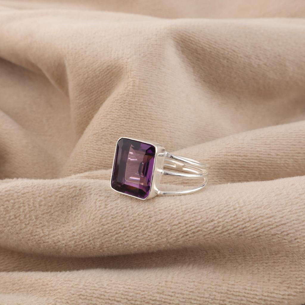 Amethyst Gemstone 925 Sterling Silver Handmade Jewelry Designer Wedding Ring For Anniversary Gift RR-78-2