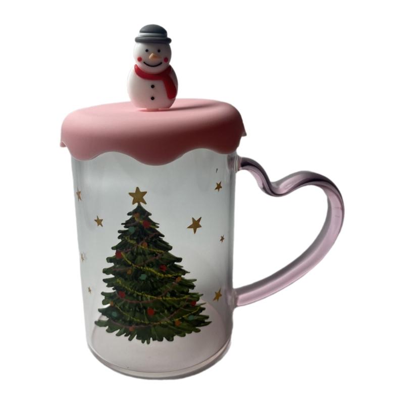 

Drinking Cups Glass Water Cup Christmas Series Glass Party Cups with Handle Glass Beer Cup Western Party Supplies