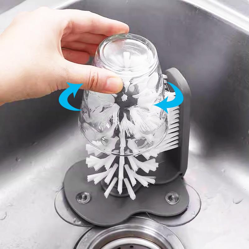 2-in-1 Glass Bottle Cleaner and Cup Brush Durable PP Material, Manual, Uncharged, Ideal Holiday Gift, 1pc