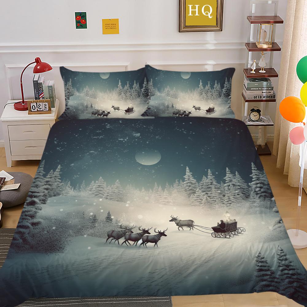3D Christmas Printing Duvet Cover Set Full Size Microfiber Bedding Set High Ranking Lovely Bedspreads