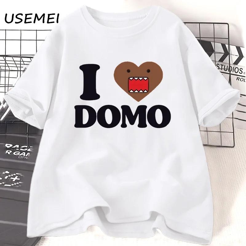 I Love Domo Kun Gesicht TShirt Cartoon Funny Graphic T Shirts Cotton Short Sleeve Tee Shirt Women Oversize Basic Tops Tee