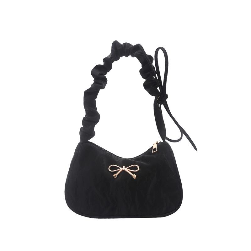 Today s popular pleated shoulder strap cloud bag women s spring new versatile underarm bag butterfly shoulder bag чёрный