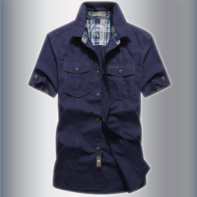 Men'S Short-Sleeve Shirt Summer Workwear Loose Fit Large Size Men'S Casual Shirt Half-Sleeve Shirt Outdoor Top