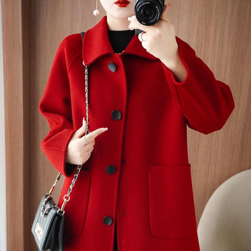 

Двустороннее шерстяное пальто женское шерстяное пальто средней длины S