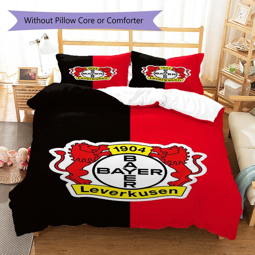 Bayer Leverkusen Pattern Bedding Set Quilt Cover Pillowcase Home Decor Gift (1 * Duvet Cover + 2 * Pillowcase, Without Core)