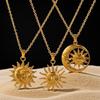 Sun Pendant Necklace, New Light Luxury Retro High-end Necklace Gift.