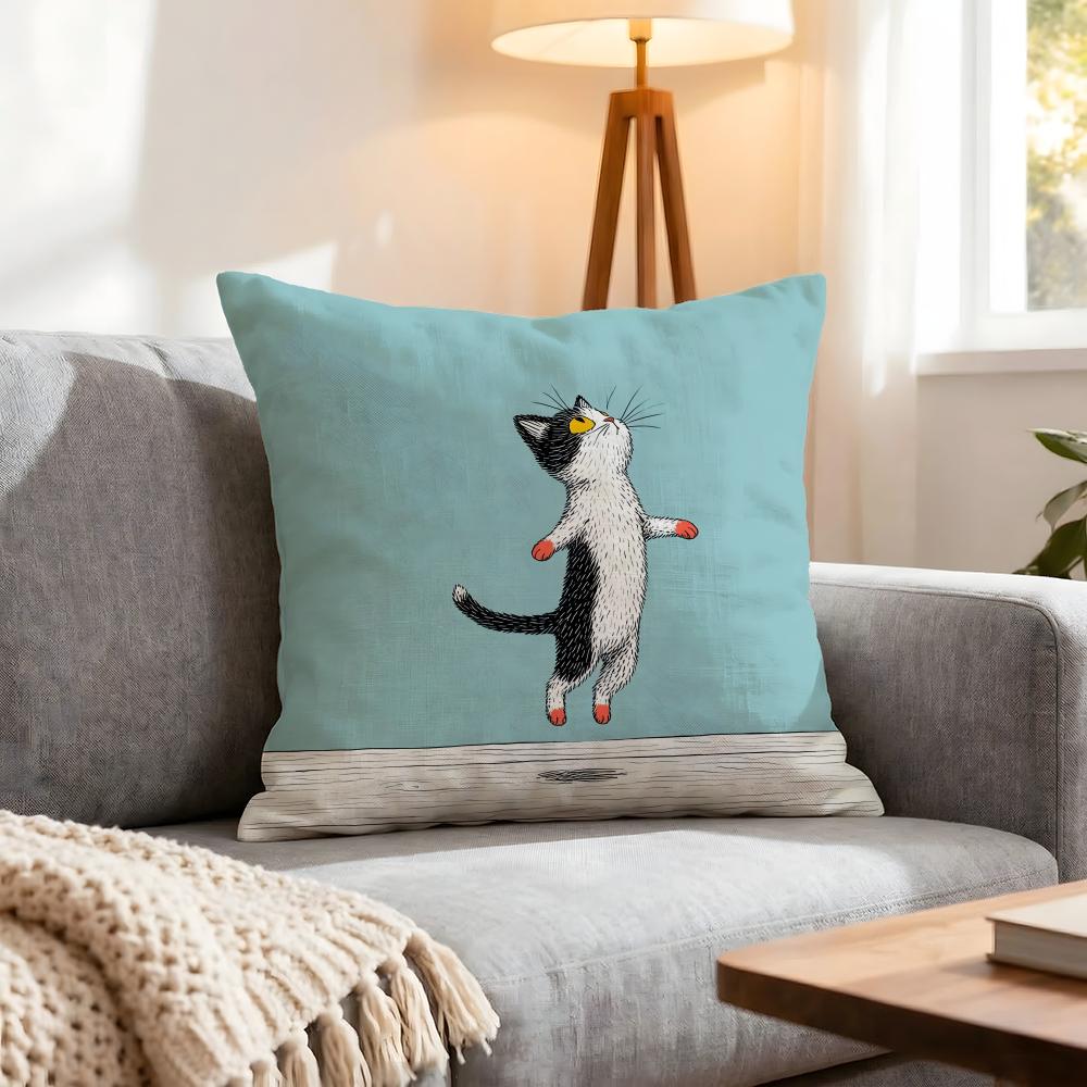 Character Naughty Cat Cushion Cover 1Pcs Decorative Covers Soft Cushion Case For Sofa Couch Decor 40X40 45X45 Pillowcases