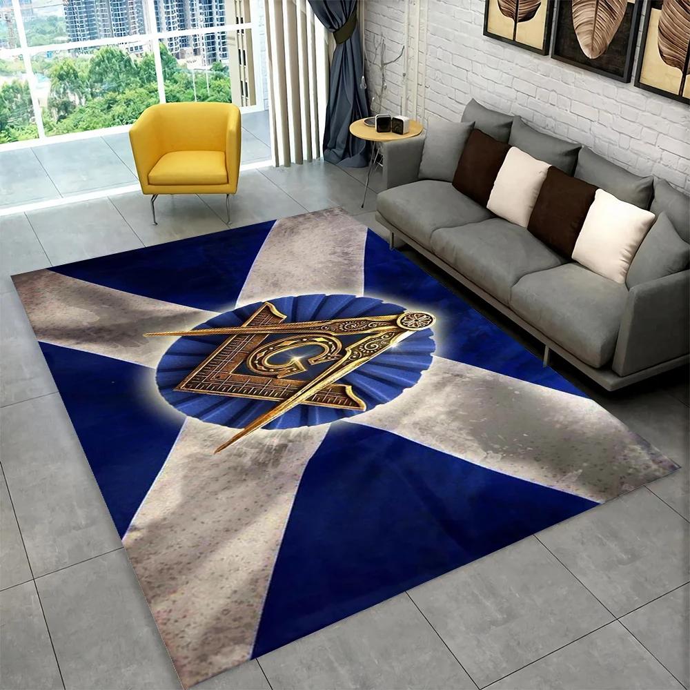 3D Freemason Masonic Illuminati Ring Area Rug,All Seeing Eye Carpet Rug for Living Room Bedroom Doormat Decor,Non-slip Floor Mat