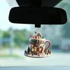 Coffee Cup Ornaments For Christmas Tree 2D Acrylic Christmas Snow Houses Chocolate Mug Pendant Christmas Tree & Car Decor