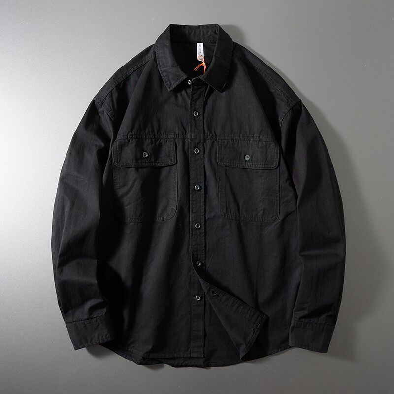 Workwear Shirt Men's Long Sleeves American Heavy Weight Pure Cotton Mountain Mechanical Style Shirt Export Export Tail Single Men's Clothing Outwear