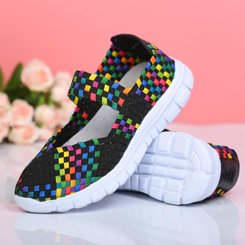 Summer Mary Jane Sandals Lady Handmade Braid Sandals Women Weave Flat Shoes Plus Size Beach Shoes
