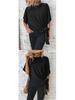 Summer Women's Solid Color Batwing Sleeve Knot Hem Loose T-shirt