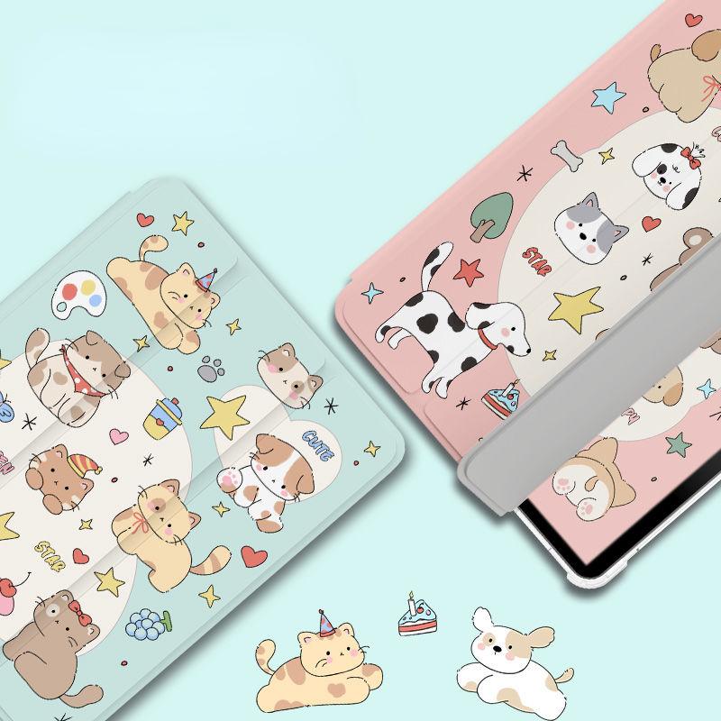 Per iPad 2021 gen9 10.2 custodia Nuova Cartone Animato Cane Carino Silicone Piatto Intero Custodia Protettiva 2018/17 gen6/5 9.7 Stile Tre Pieghe a Conchiglia