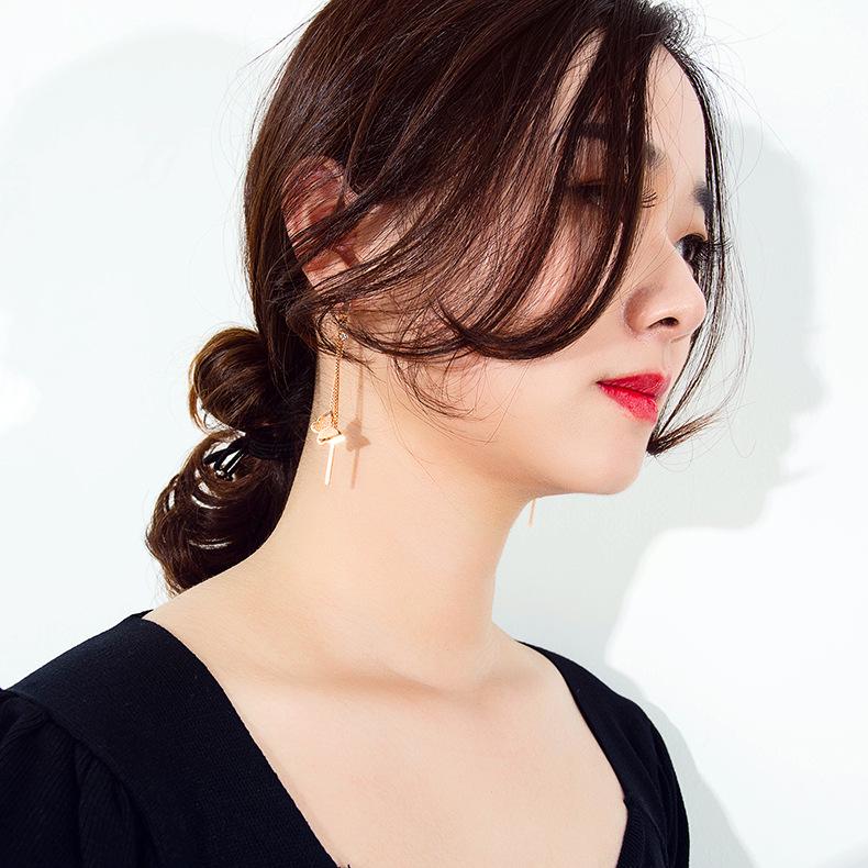 New Korean Tassel Butterfly Titanium Steel Stud Earrings for Women