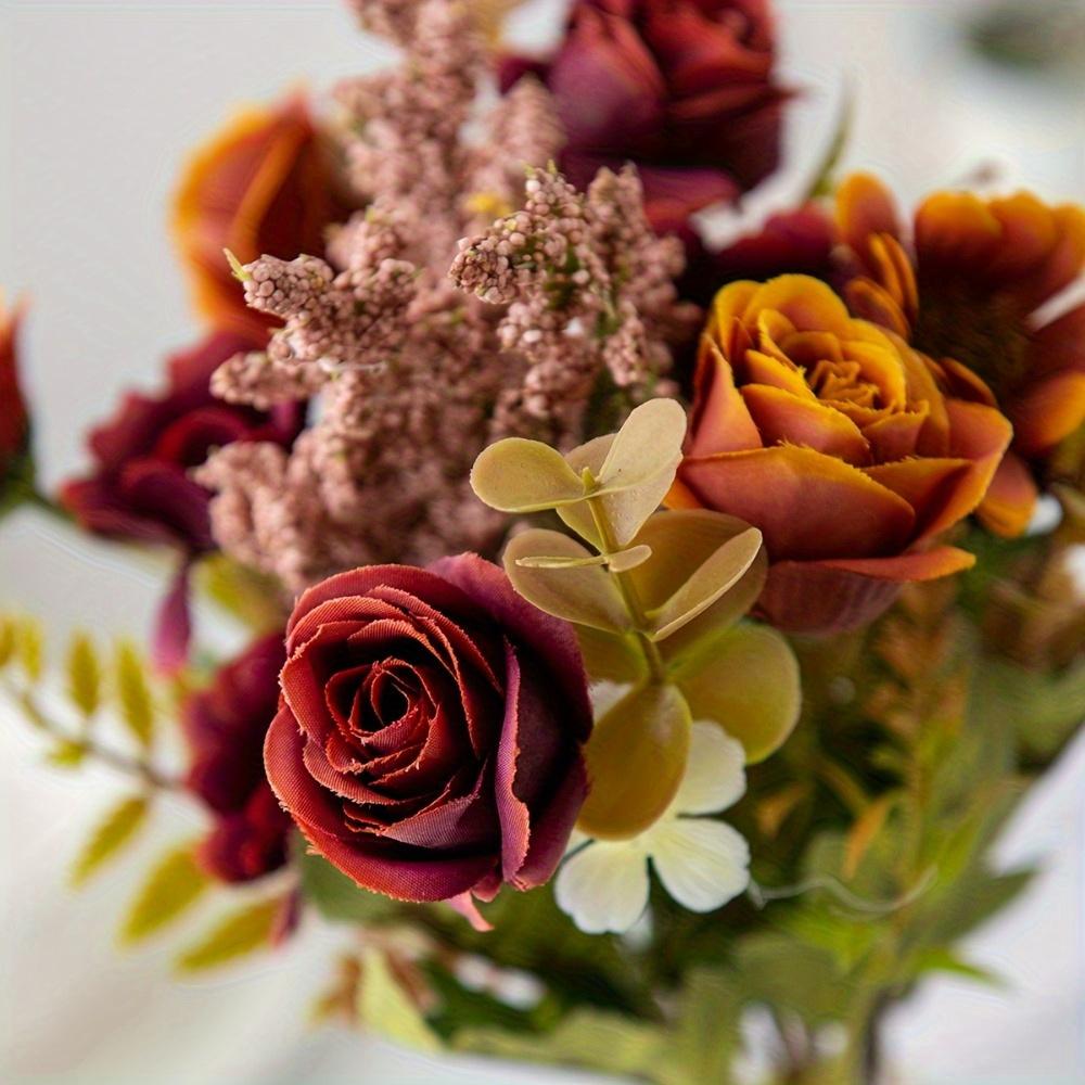 1pc Outdoor Simulation Orange Rose Daisy, Anti UV Real Touch, Suitable for Indoor Home and Outdoor Garden Window Decoration