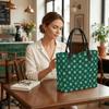  Green Snowflake Print Tote Bag Casual Large Capacity Handbag for Daily Use