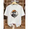 Plus Size Men'S T-Shirts Trendy Skull Print Round Neck Short Sleeve Tee Individual Skull Gesture Hip-Hop Style Comfortable Casual In Summer