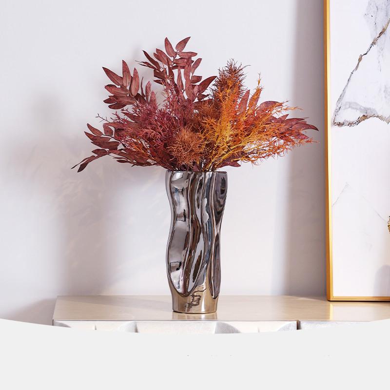 Creative Silver Ceramic Vase Simple Living Room Dining Table Home Decoration Ornaments Ceramic Hydroponic Silver Ceramic Vase