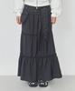 Aejeuyua Pocket Frill Long Skirt Charcoal