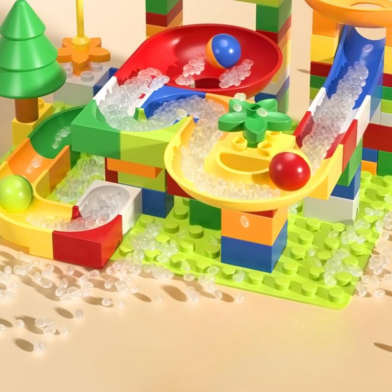 Marble Race Run Maze Ball Track Building Blocks 100PCS Funnel Slide Assemble Bricks Compatible Toy Christmas Gift