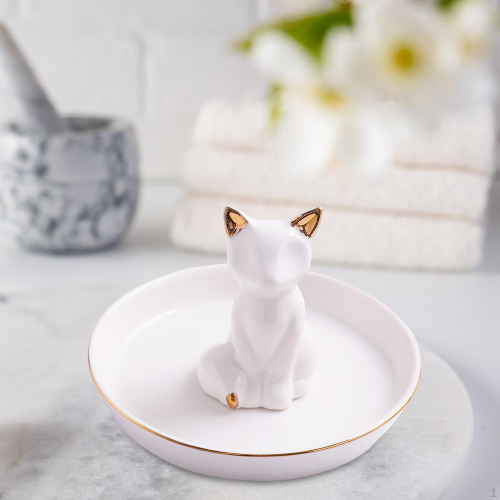 

Керамические украшения тарелка фигурка животного комод подарок многофункциональное кольцо безделушка White Fox