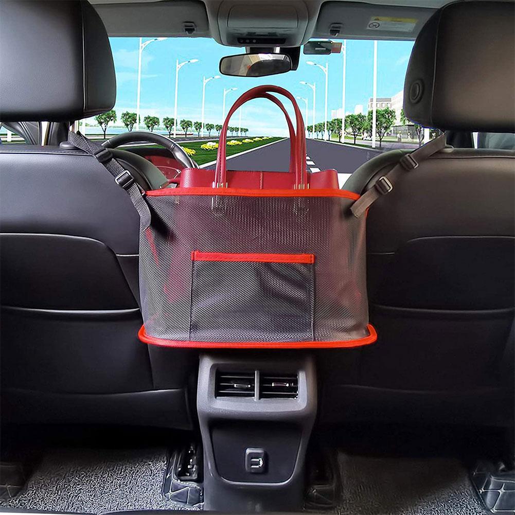 Adhesive Car Storage Bag Nets Auto Seat Organizer Universal Car Seat Side Back Storage Net Bags Car Accessories