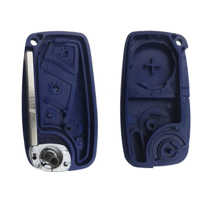 Key Shell for Fiat Panda Bravo Qubo Grande Punto Idea Stilo - 2 Buttons Blue - Remote Fob with Blade Phonillico®