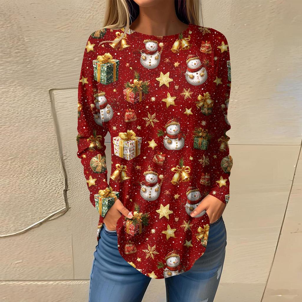 Tee Shirts For Women Fall Casual Long Sleeve Shirts Sweatshirt Vintage Graphic Printing Top Pullover Valentine's Day