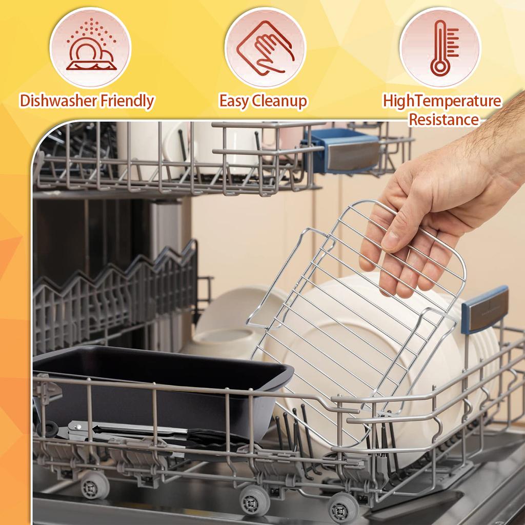 Edelstahl Heißluftfritteuse Grillrost Wiederverwendbar Antihaft Heißluftfritteuse Einlage Doppelschubladen Heißluftfritteuse Zubehör Set für Küche