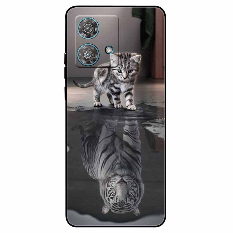 Skirta Moto G84 5G dėklas Silikoninis Minkštas Spausdintas Katės Drugelio Telefono Dangtelis Motorola MOTO G84 TPU Dangtelis MotoG84 G 84 Madingas Maišelis