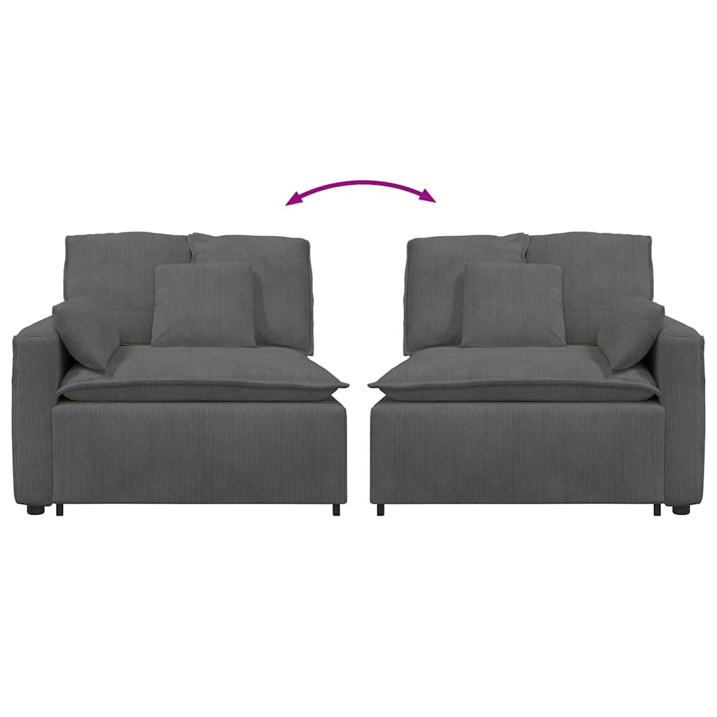 Modular Sofa End Module with Armrest Dark Gray Cushions 100 Cm