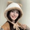 Plush Faux Fur Bucket Hat Korean Style Women Fluffy Hats Fashion Cute Cat Ear Hat  Girls