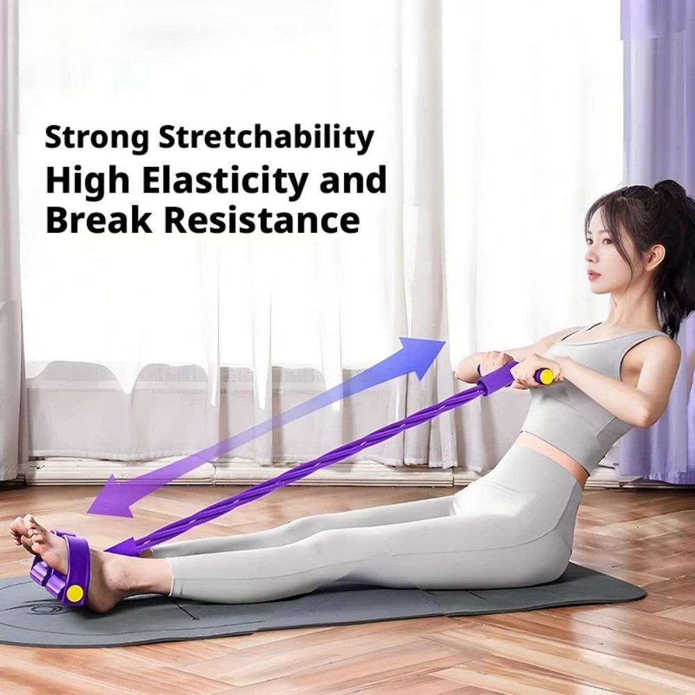 Multi-Functional Resistance Rope & Foot Pedal Yoga Band - Elastic Core, Waist, Arm, & Leg Stretching Fitness Equipment