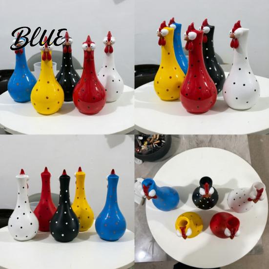 Playful Home Decoration Long Neck Colorful Chicken Statue Big Eye Cartoon Resin Rooster Vase Easy Care Vase Funny Outdoor Cock-Shaped for