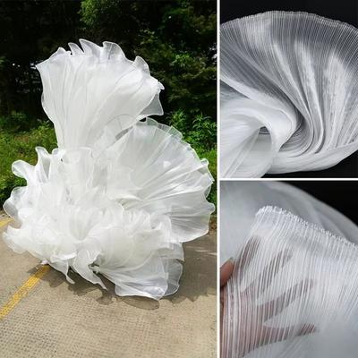 Bright Organza Fabric DIY Stiff Shape Pleated Mesh Fabrics Polyester Material Wrinkled Texture Fabric Background Floral Design