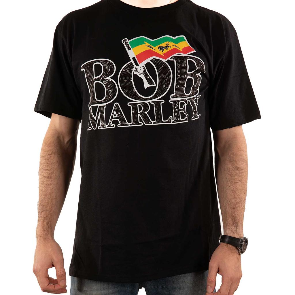 Bob Marley Unisex Adult Flag Logo Embellished T-Shirt