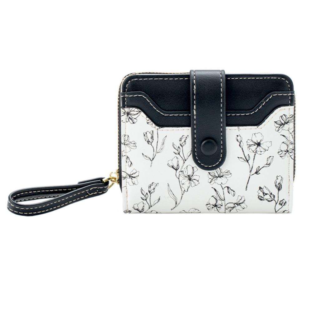 

Многофункциональный мини-кошелек для монет, сумка, кошелек на молнии, держатель для карт, портативный короткий кошелек из ПУ кожи, женский чёрный