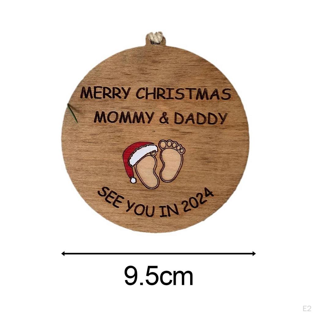 Christmas Hanging Wooden Sign with Ropes 9.5cm for Mommy And Daddy