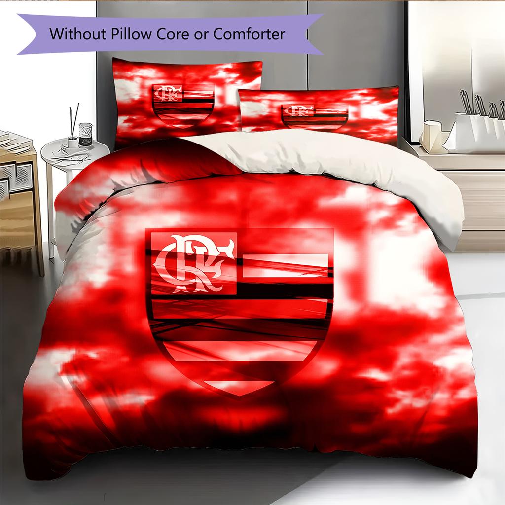 Flamengo Sports Club Pattern Bedding Home Decoration Birthday Gift (1 * duvet cover + 2 * pillowcase, without core)