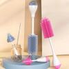 360-Grad-Drehung 3-in-1 Silikon Babyflasche Schnullerbürste Spülwasserbecher Behälter Strohhalm Reinigungsbürsten-Set