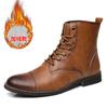 New autumn and winter Martin boots fashionable large size pointed retro leather boots high top British casual men's shoes 98666