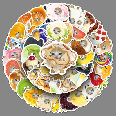 50 Funny Cat Head Graffiti Stickers Emoticon Packaging Mobile Phone Case Water Cup Computer Stickers