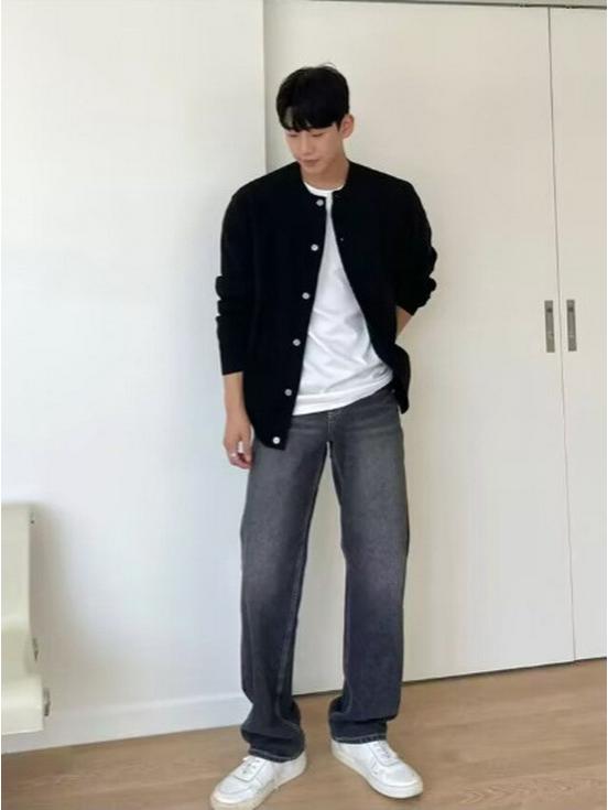 Men's Korean Style Knit Cardigan - Autumn/Winter Casual Loose Sweater, Round Neck, Trendy and Simple.