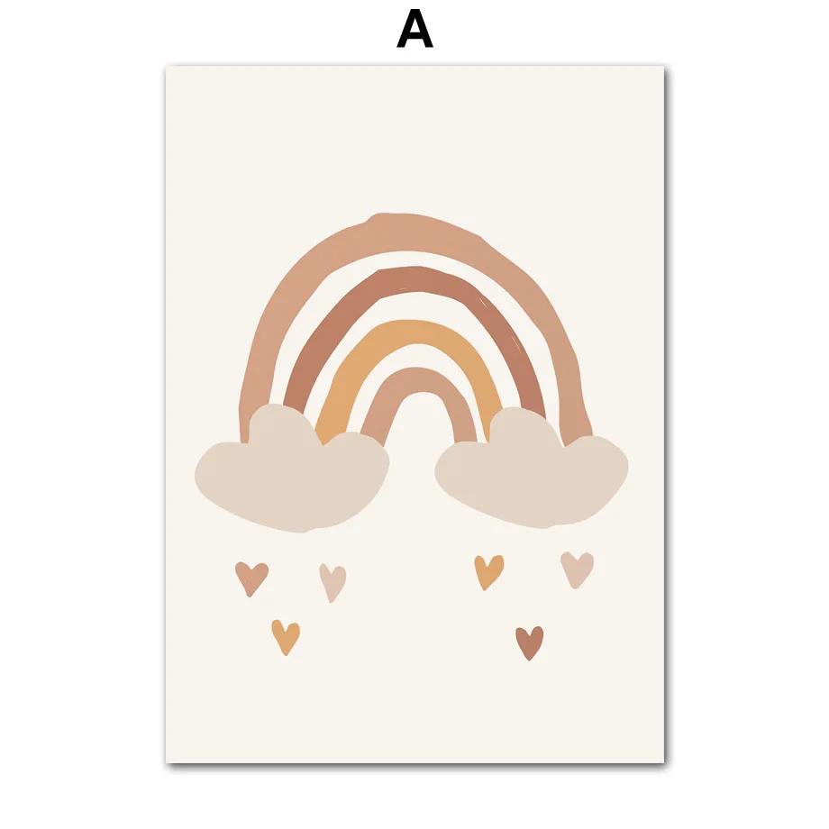 Leinwandmalerei Regenbogen Koala Bär Elefant Hase Boho Poster Drucke Baby Wandkunst Bilder Nordische Kinderzimmer Deko