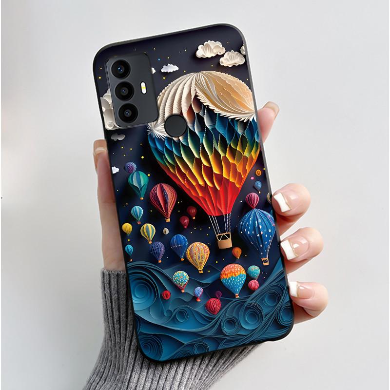 Sött Fodral För TCL 30 SE Skyddande Cover För TCL 30E Funda För TCL 306 305 Tryckt Skal Mjuk Silikon Tecknad Svart Fodral