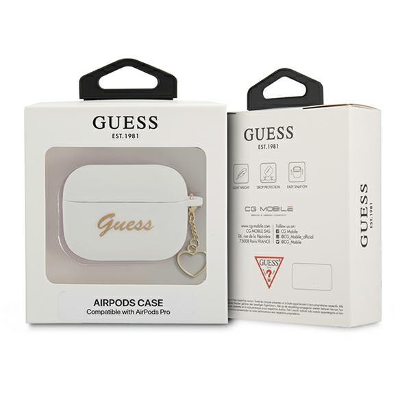 Guess Guaplschsh Airpods Pro Cover Biały/White Silicone Charm Heart Collection