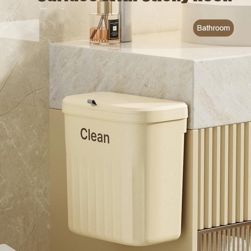 8.5/12L Kitchen Trash Can With Lid Wall Mounted Hanging Trash Bin Garbage Can for Cabinet Under Sink Waste Garbage Compost Bin